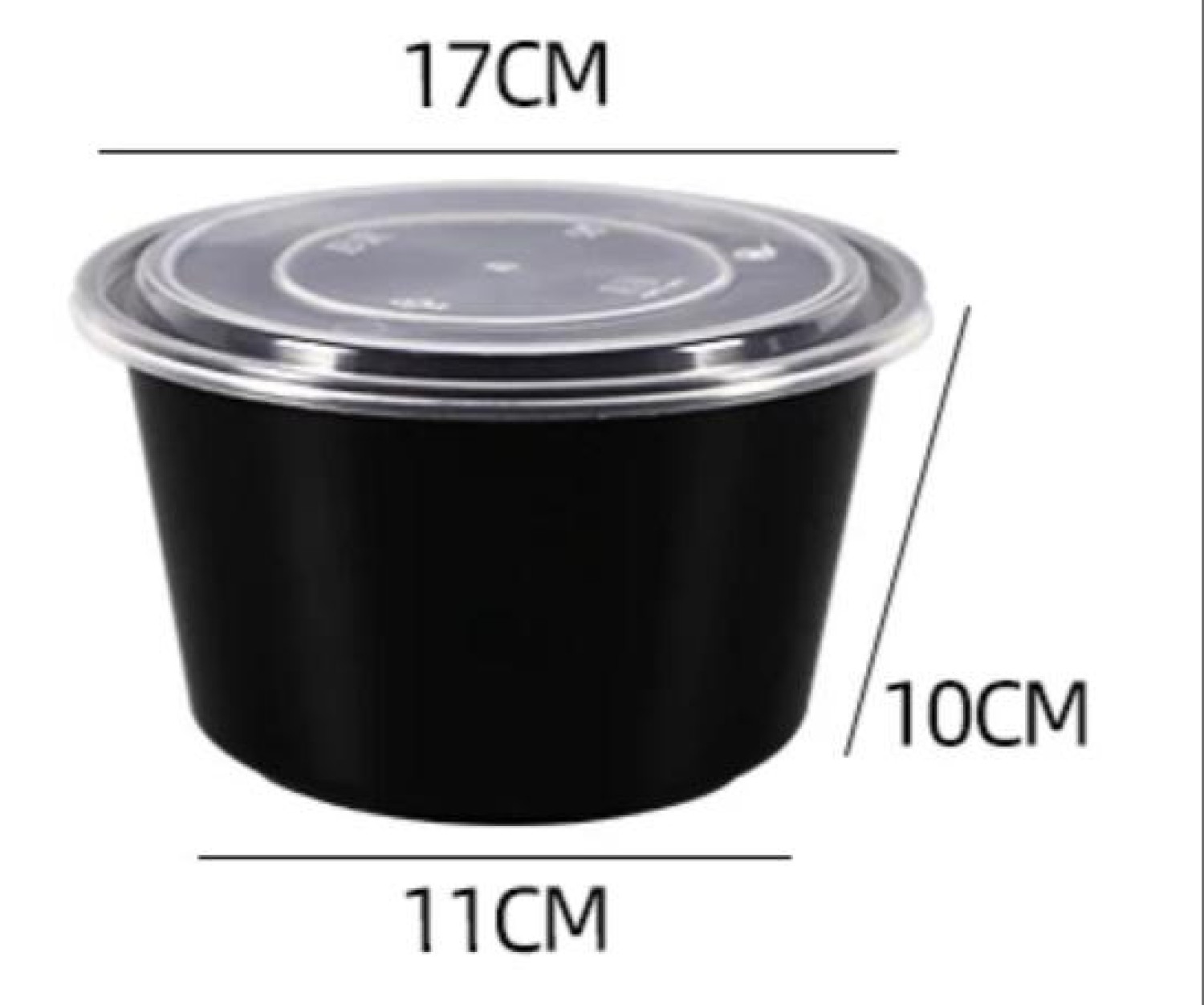 Microwaveable Container Deep Round Black 1500ml